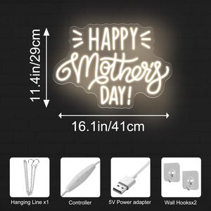Happy Mothers Day Letreros Neon LED indoor hanging ambient light shop <b>sign</b> wall decoration light entrance indicator light 5V 12V - Product Image 4