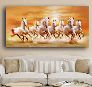 Peinture sur toile moderne de chevaux blancs au galop, affiche murale à suspendre, impression d'art mural <span class=keywords><strong>pour</strong></span> la décoration de la <span class=keywords><strong>maison</strong></span>, du salon - Product Image 4