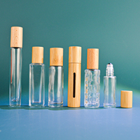 Couvercle en bambou vide parfum soins de la peau sérum pour les yeux huile essentielle verre dépoli ambré Transparent rouleau sur bouteille avec bille roulante en acier