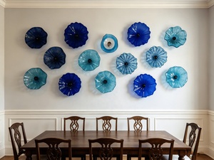 Assiette murale en verre de Murano bleu de luxe, motif floral, 100 % faite à la main, décoration artistique traditionnelle pour la maison, <span class=keywords><strong>salon</strong></span> - Product Image 1