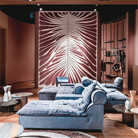 Canapé modulaire sectionnel en cuir Nubuck avec surpiqûres brutes, design épuré et profil bas, idéal pour villa, showroom ou mobilier de designer.