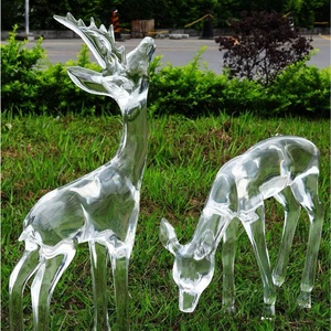 Sculpture de cerf en résine transparente de luxe léger, installation artistique pour l'entrée d'hôtels et de clubs, personnalisable, Chine - Product Image 1