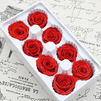 Vente en gros de têtes de roses carrées préservées de haute qualité 4-5 cm pour la Saint-Valentin et la fête des mères