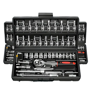 Jeu <span class=keywords><strong>de</strong></span> Clés à Douilles et Cliquet Métriques CR-V <span class=keywords><strong>de</strong></span> 46 Pièces, Carré 1/4 Pouce, Kit Mécanicien <span class=keywords><strong>de</strong></span> Réparation Automobile OEM, Combinaison en Boîte pour Manuel - Product Image 1