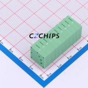 MX205R-3.5-10P-GN01-Cu-A Spring Terminal Block Through hole Component THT,P=3.5mm Connector 1x10P 3.5mm Green Right Angle Insert - Product Image 2