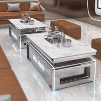Haute Qualité Bar Discothèque Karaoké Pub Comptoir Led Table Logo Personnalisé En Acier Inoxydable RGB Couleurs Changement Allumer Glow Table