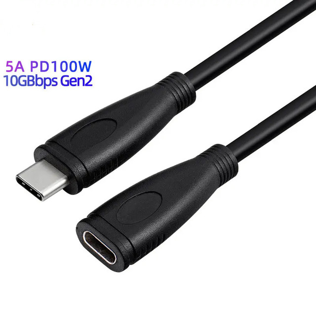 Durable 100W 10Gbps USB C Extension Cable Type C Male to Female High Speed Data Sync Fast Charging Extender Cord