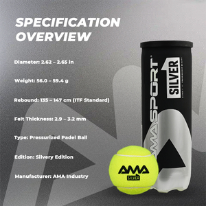 Pelotas de Pádel Plateadas <span class=keywords><strong>AMA</strong></span> Sport España, Pelotas de Pádel Profesionales Personalizadas de Alta Calidad Presurizadas para Competición - Product Image 6