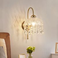 Applique Murale Postmoderne Dorée en Cristal pour Chambre, Lampe de Palais, Luminaire Mural de Luxe, Applique Murale en Cristal, Lumière d'Ambiance Intérieure de Haute Qualité