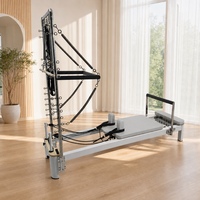 Reformer de Pilates en alliage d'aluminium avec barre de poussée pour débutants, seniors, rééducation, petit studio, domicile