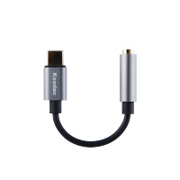 Câble adaptateur audio Koadac Type C 3,5 mm femelle 48 kHz 16 bits avec connecteur plaqué or, coque en alliage d'aluminium, longueur 0,1 m, pour MP3 et microphone