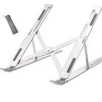 Support portable pour ordinateur portable en alliage d'aluminium, réglable sur 6 niveaux, avec dissipation thermique creuse, idéal pour le bureau