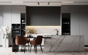 HAIYUE Set Cucina Modulare in Legno su Misura con Ante in Vetro Senza Maniglie per Uso Domestico - Product Image 2