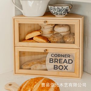 ตู้เก็บขนมปังไม้ไผ่ทรงมุมพร้อมบานประตูใสสำหรับวางบนเคาน์เตอร์ - Product Image 1