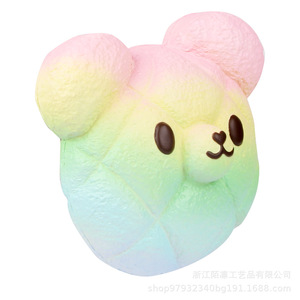 Pu Foam Bear Head Bread Shape Stress Relief Slow <b>Rebound</b> Decor Holiday Gift - Product Image 4