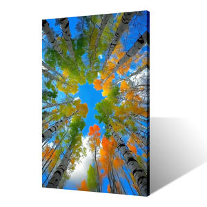 Tableau mural sur toile <span class=keywords><strong>d</strong></span>'arbre aux couleurs vives - Impression colorée de canopée forestière <span class=keywords><strong>d</strong></span>'<span class=keywords><strong>automne</strong></span>, <span class=keywords><strong>paysage</strong></span> naturel moderne pour salon et chambre à coucher - Product Image 3
