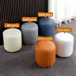 Puf de cuero para sala de estar, taburete de mesa de centro moderno otomano, asiento cómodo, cambio de zapatos a la moda - Product Image 3