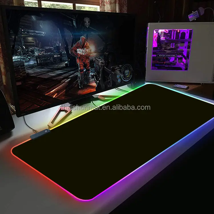 Customize High Quality Free Design RGB LED Gaming Mousepad Desk Mat with Sublimation Fabric Material   Custom Logo