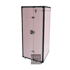 <span class=keywords><strong>Armario</strong></span> Plegable de Madera Maciza y Cuero Personalizado, de Lujo, Color Rosa, Portátil, para Exhibición, para Dormitorio de Hotel, Moderno - Product Image 3