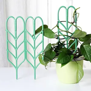 Estacas de plástico con forma de hoja verde para plantas, enrejados de plástico caliente para decoración de plantas