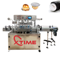 Machine de scellage et d'étiquetage automatique Xtime multi-têtes linéaires pour bouteilles, bocaux et barquettes, avec film en aluminium en rouleau et chauffage