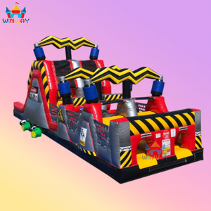 Vente en gros d'usine Parcours d'obstacles gonflable haute tension avec toboggan 9x3m en PVC Capacité 20 personnes Garantie 3 ans - Product Image 3