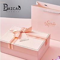 Grande boîte cadeau rose premium au toucher doux, boîte vide européenne pour savon et bonbons de mariage, emballages de dragées de mariage en gros