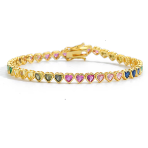 Nouveau Collier Hip Hop Tanjing Lijing en forme de cœur, avec zircon, style chaîne tennis, couleur tendance, pour un look hipster affirmé - Product Image 1