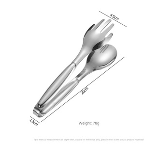 DFT21-2 Cuchara y Tenedor 2 en 1 de Alta Calidad, 1.2mm de Grosor, Pinzas para Comida, Espaguetis, Huevos y Ensaladas - Product Image 3
