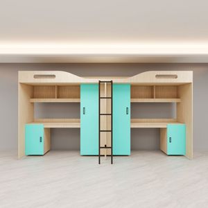 <span class=keywords><strong>Lit</strong></span> mezzanine polyvalent et peu encombrant avec <span class=keywords><strong>bureau</strong></span> d'ordinateur et étagères pour adolescents, taille double - Product Image 3