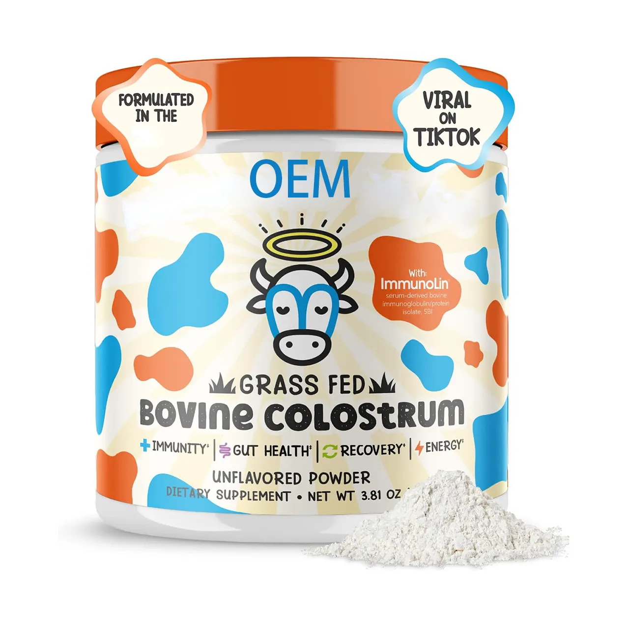 Bağırsak sağlık saç büyüme güzellik ve bağışıklık desteği için son derece konsantre saf sığır Colostrum takviyesi Colostrum tozu