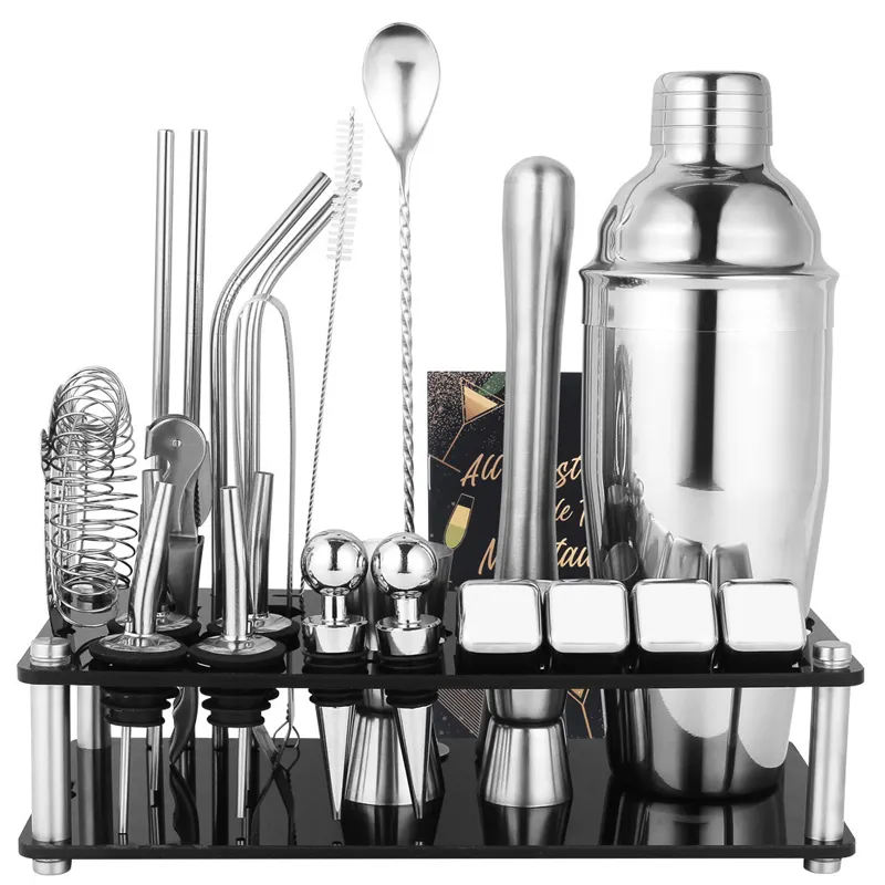 In acciaio inox Cocktail Shaker barista Kit strumenti da Bar essenziali per la casa Drink Mixer Set Martini Shaker Jigger colino Muddler