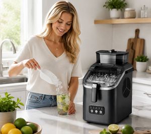 Machine à glaçons en cube portable, 15 kg/24 h, fabrication rapide de glaçons carrés, refroidissement par compresseur, réservoir d'eau de 1,4 L pour usage domestique - Product Image 5