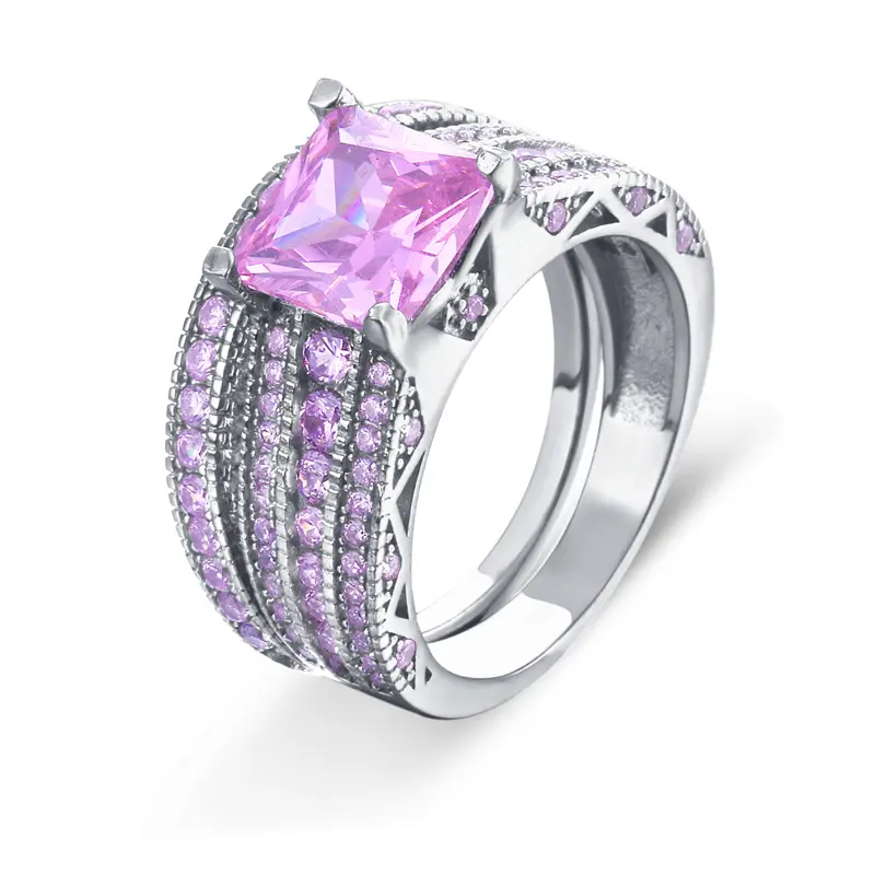 SKA ออกแบบใหม่ stackable แหวนแหวนทับทิมสีชมพูผู้หญิงเครื่องประดับ