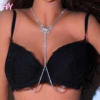 Chaîne de corps HY Moon Star Charm avec strass et croix pour femme, bijou de corps superposé, chaîne de taille, collier, bikini, été, plage