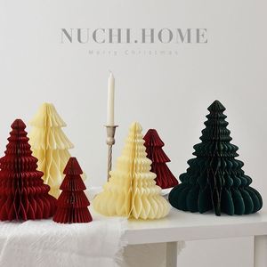 Décorations de Noël créatives de haute qualité en forme de mini arbre en nid d'abeille, origami, pour la maison, pour la saison des fêtes - Product Image 3