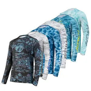 Custom Performance UPF 50+ UV Sun Protection Fishing Long Sleeve Shirt Wholesale Best Fishing Wear Tee Shirts Apparel Supplier