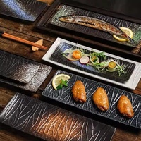 Assiette en céramique créative de style japonais Four à changement rectangulaire Hôtels Ménage Poisson Sushi Dîner Vaisselle pour les fêtes
