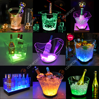 Discothèque Party Seaux à glace en bouteille de champagne à double poignée pour les fêtes Seau à glace à vin léger multicolore en plastique transparent