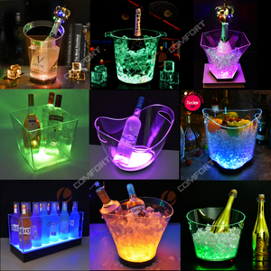 Discothèque Party Seaux à glace en bouteille de <span class=keywords><strong>champagne</strong></span> à double poignée pour les fêtes Seau à glace à vin léger multicolore en plastique transparent - Product Image 6