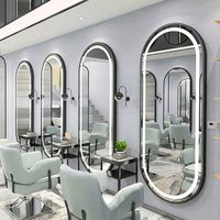 Miroir de salon de coiffure doré avec éclairage LED simple, style mural européen moderne, 2025