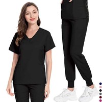 42030 Sarung Bantal Menyusui Bahan Polyester Spandex Desain Modern Putih Seragam Perawat Setelan Scrub Putih untuk Perawat Wanita
