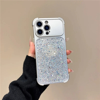 Coque de téléphone Ins Luxury Sparkle Girly Aesthetic pour iPhone 11 12 13 14 15 16 17 18 Pro Max avec panneau recouvert de paillettes brillantes