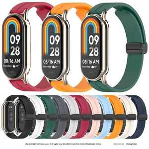 <span class=keywords><strong>Mi</strong></span> <span class=keywords><strong>Band</strong></span> 10 tali silikon 12mm, gesper lipat desain mewah kompatibel generasi 9/8 NFC warna Solid magnetik - Product Image 5