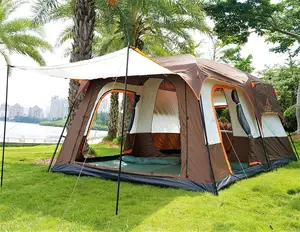 Custom <strong>4</strong> 8 12 Person Summer Camping Outdoor Oxford Cloth Large Waterproof Two <strong>Bedroom</strong> One Living Family Inflatable <strong>Tent</strong> - Product Image 1