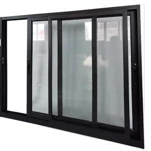 Hurricane Proof Outdoor Double Tempered Glass Sliding Windows French Style Apartment Aluminum Window