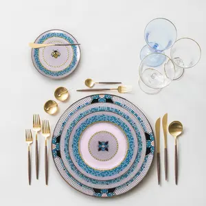 ceramic dinnerware sky blue color for hotels porcelain dishes high hard porcelain plates dinner set