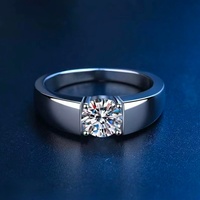 Labor-Gezüchteter Diamant Herren-Verlobungsring S925 Silber PT950 14K/18K Weißgold Runder Brillantschliff Klassischer Stil