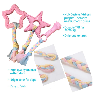 Jouet à mâcher interactif quotidien pour chiens, durable, en caoutchouc TPR écologique, avec corde en tissu tendance, pour soulager l'anxiété - Product Image 4