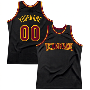 Camiseta de Baloncesto TriPro Sports Personalizada Sublimada en 3D, Negra con Ribete Rojo, Cuello en V, Absorbe la Humedad, Unisex para Adultos, Nombre del Equipo - Product Image 1